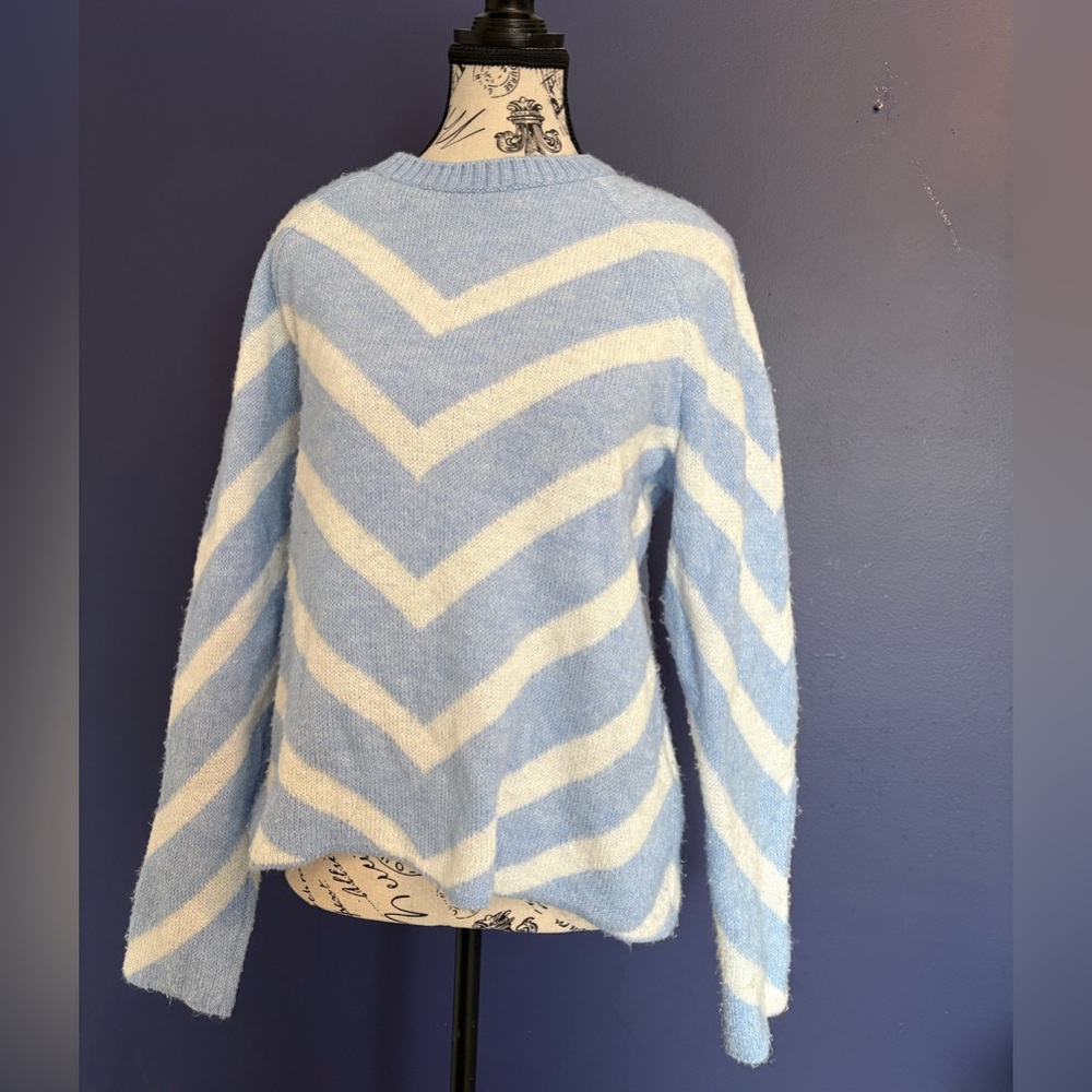 Blue and White Chevron Sweater